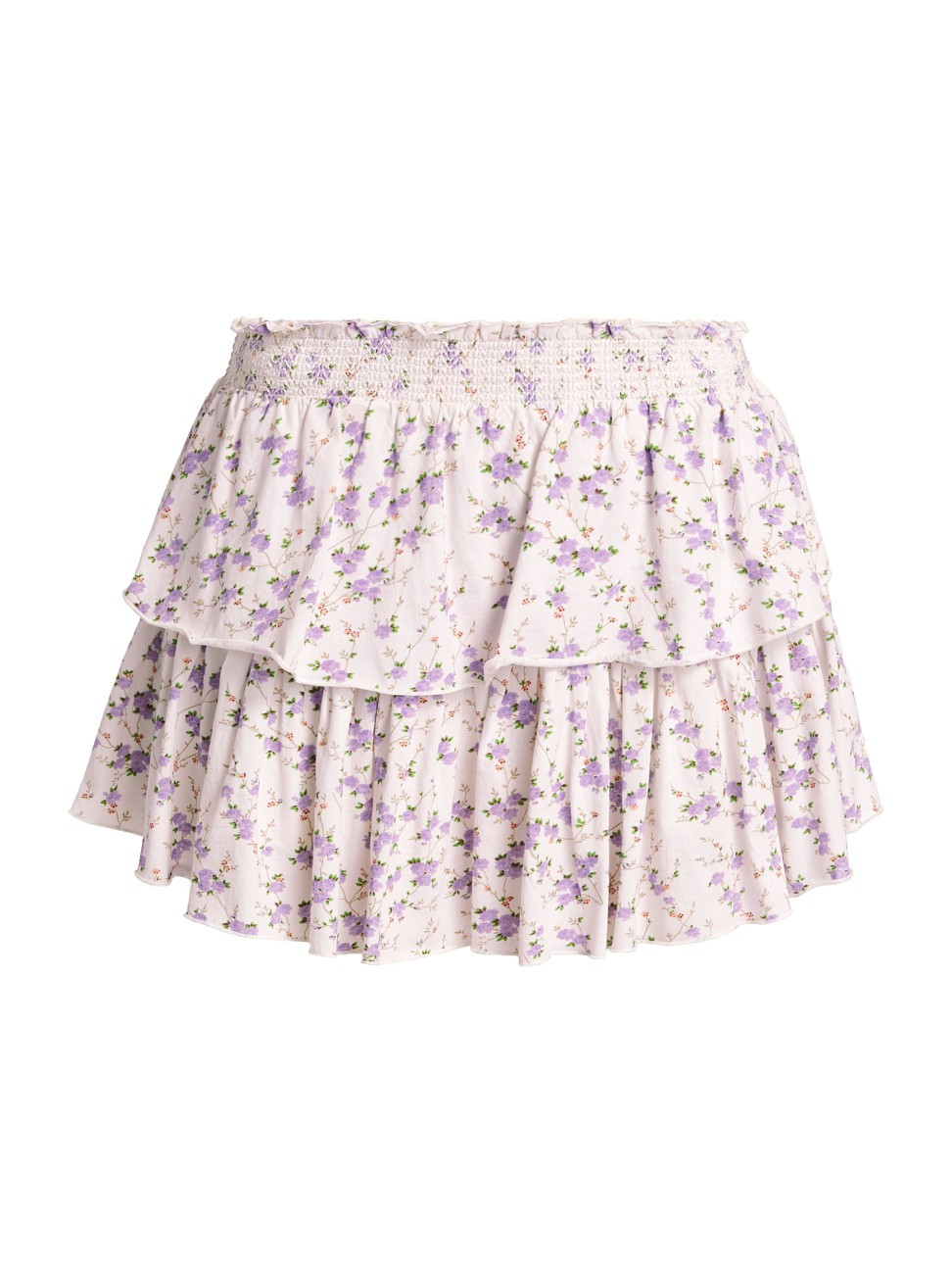 Women's Floral Cotton Ruffled Miniskirt - Dusty Lavender - Size Large | Saks Fifth Avenue
