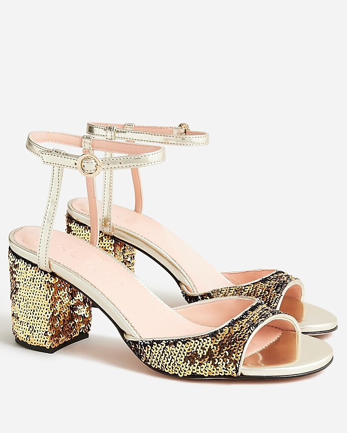 Lucie ankle-strap block-heel sandals with sequins | J. Crew US