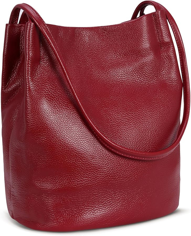 Iswee Genuine Leather Tote Bucket Bags Hobo Shoulder Bags Purse and Handbags for Women Trendy | Amazon (US)