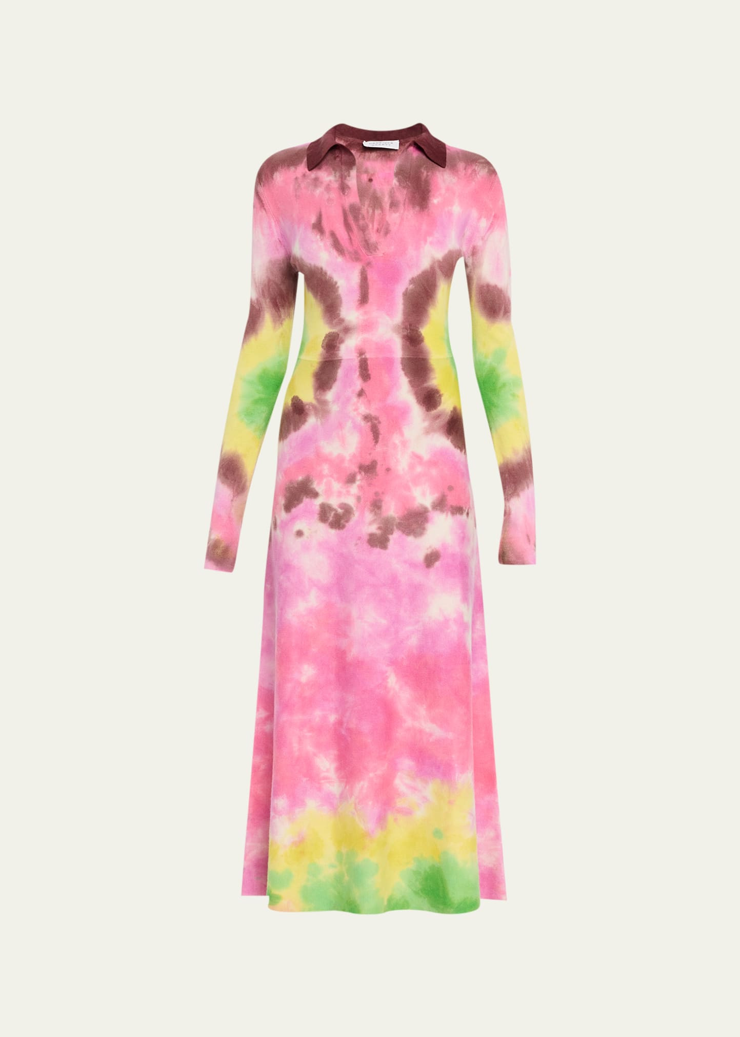 Gabriela Hearst Beryl Polo Tie-Dye Midi Cashmere Dress | Bergdorf Goodman