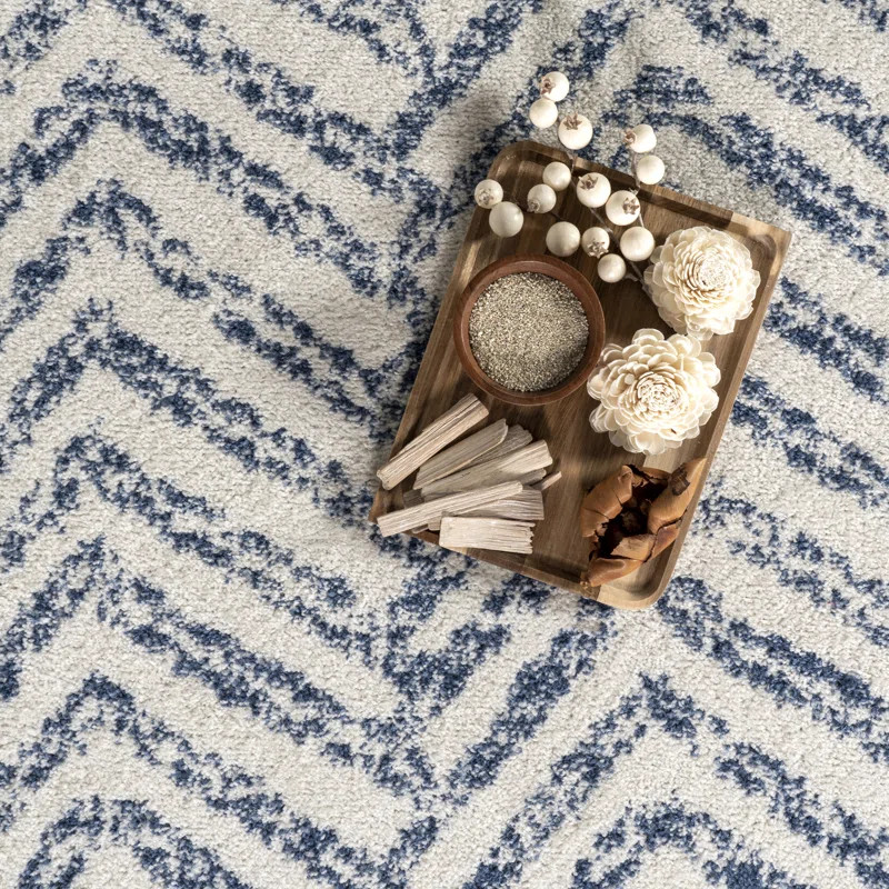 Lorelai Transitional Geometric Area Rug in Blue | Wayfair Professional