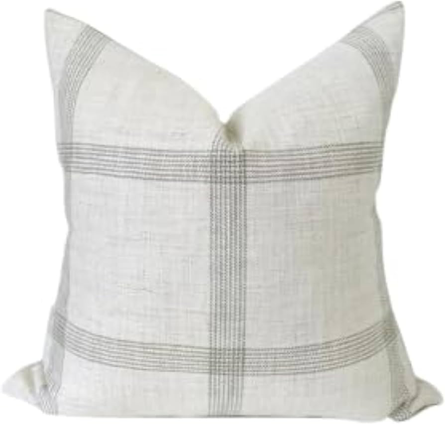 Pillow Cover Linen Lightweight 20 x 20 in Double Sided Block Print with Zipper Easy Removal Home ... | Amazon (US)