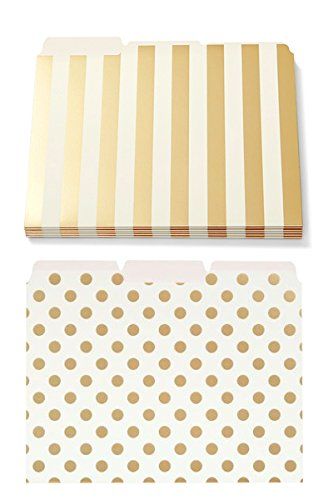 Bundle - Kate Spade New York File Folders Gold Stripe Set of 6 and Gold Dot Set of 6 | Amazon (US)