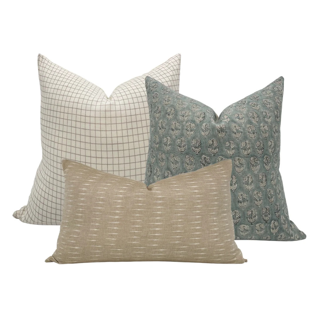 PILLOW COMBO  Set of Three Pillow Covers off White Check - Etsy | Etsy (US)