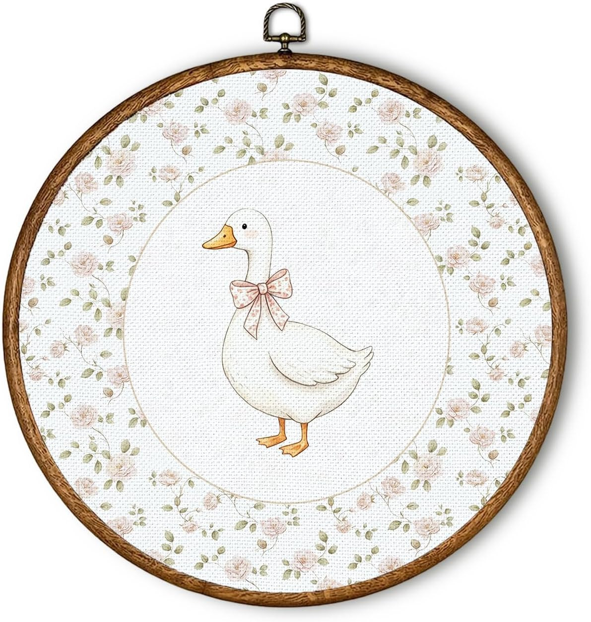 Boat Wades Coquette Pink Bow Goose Round Framed Wall Art 10x10inch | Amazon (US)