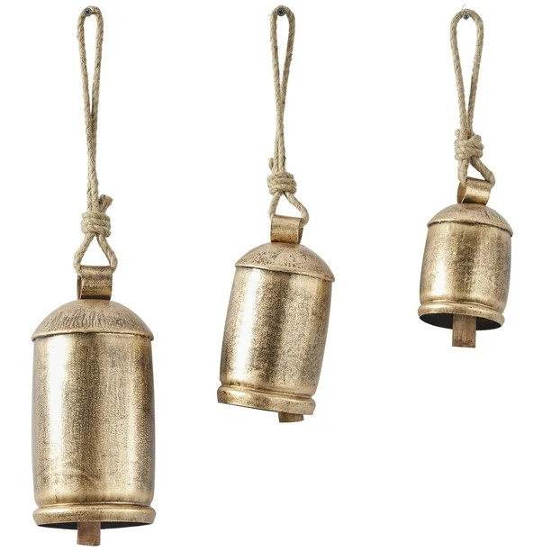DecMode Gold Metal Tibetan Inspired Decorative Hanging Bell Chime Set of 3 13", 10", 8"H, Feature... | Walmart (US)