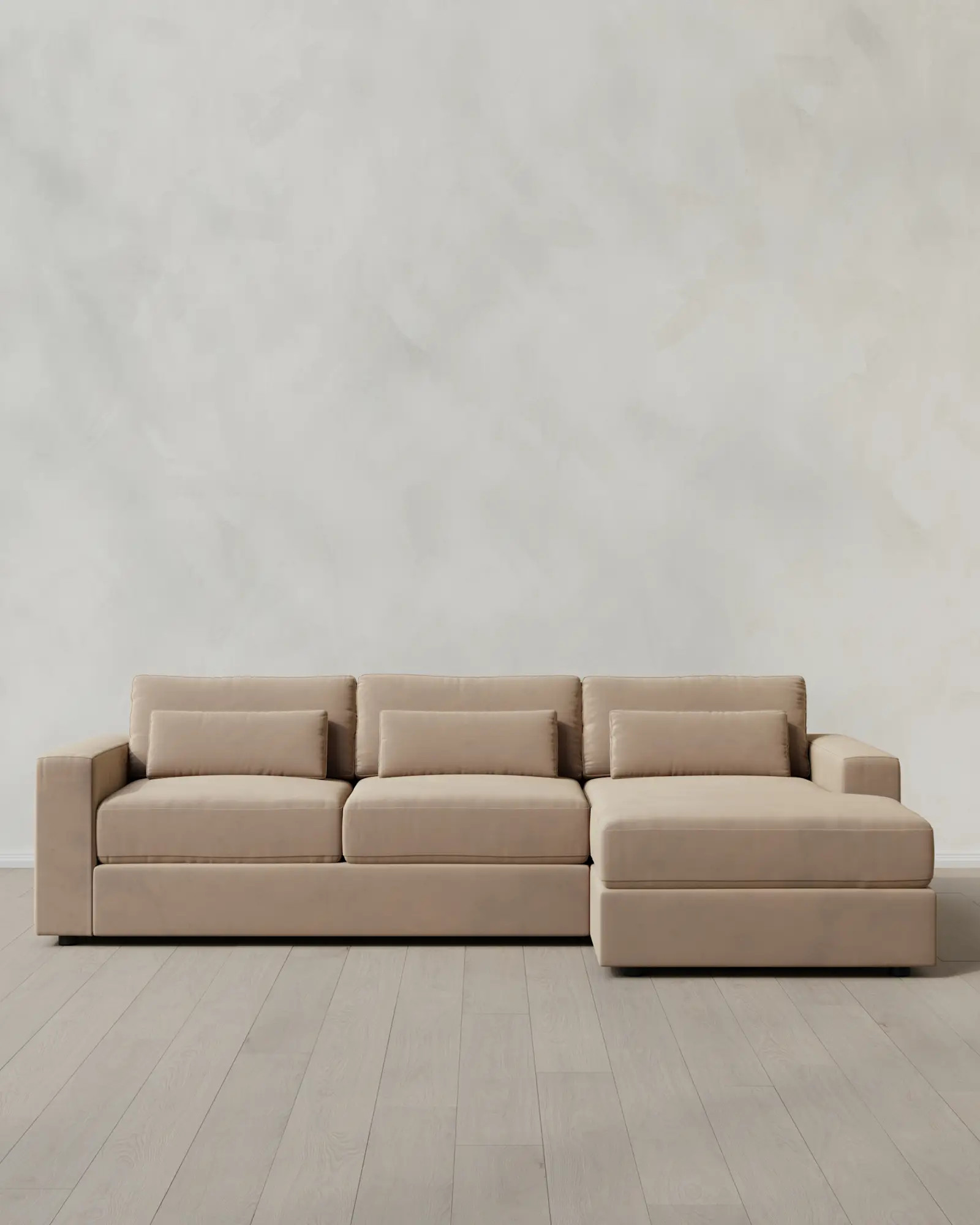 Ashford Deep Seat Chaise Sectional in Performance Velvet | Quince