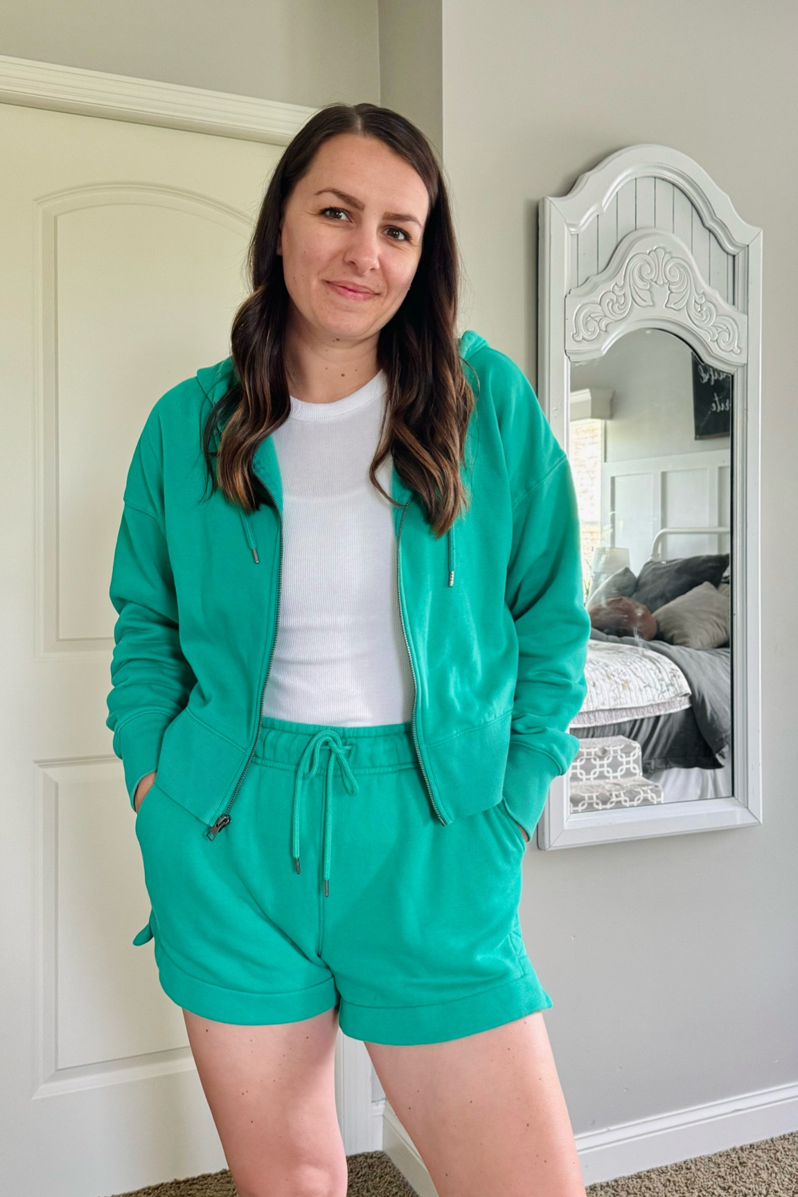 Comfy casual travel outfit