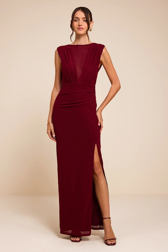 Beatrix Berry Plunge Maxi Dress | Lulus
