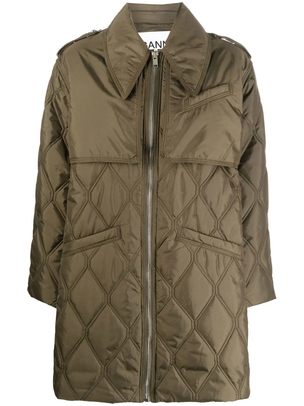 recycled polyester quilted coat | Farfetch Global
