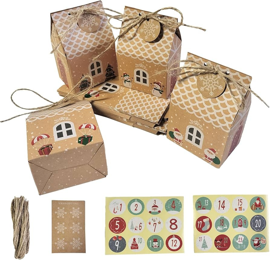 40PCS Christmas Cookie Boxes Small Christmas Kraft Gift Boxes with Exquisite Tags Stickers Bakery... | Amazon (CA)