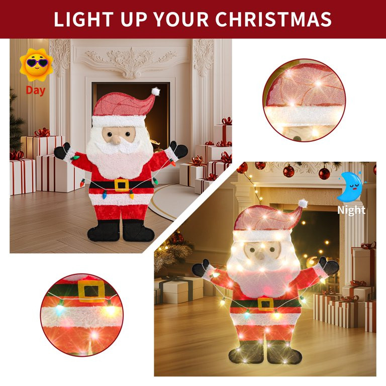 DEORAB 34IN Tall Outdoor Santa Claus Christmas Decoration Outside Lighted Yard Indoor Holiday Dec... | Walmart (US)
