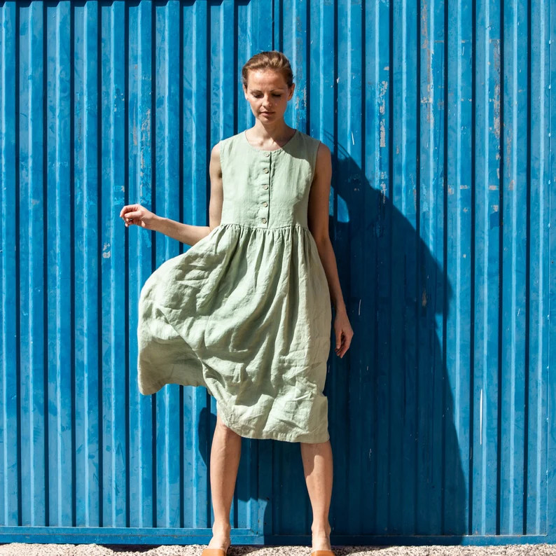 Read the full title
    Linen loose sleeveless MAMA dress in MAXI length / Washed and soft linen ... | Etsy (US)