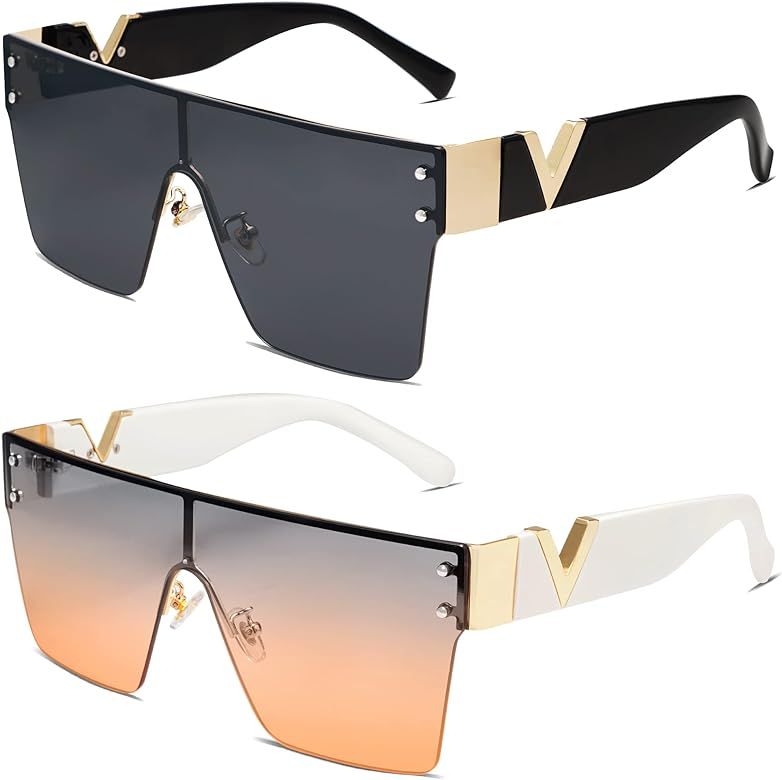 Allarallvr Oversized Square Sunglasses For Women Men Vintage Trendy Classical Gafas De Sol Para Muje | Amazon (US)