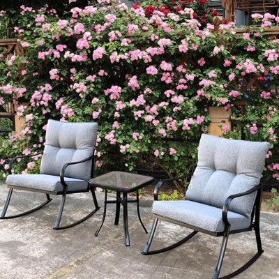 Rocker Chair And In Medium Grey - Enhance Your Backyard Outdoor Patio Easy Maintenance | Wayfair North America