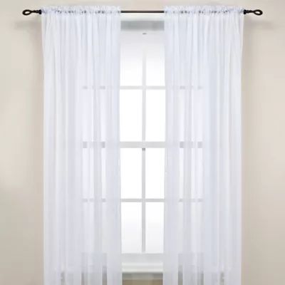 Rod Pocket Sheer Window Curtain Panel in White | Bed Bath & Beyond | Bed Bath & Beyond