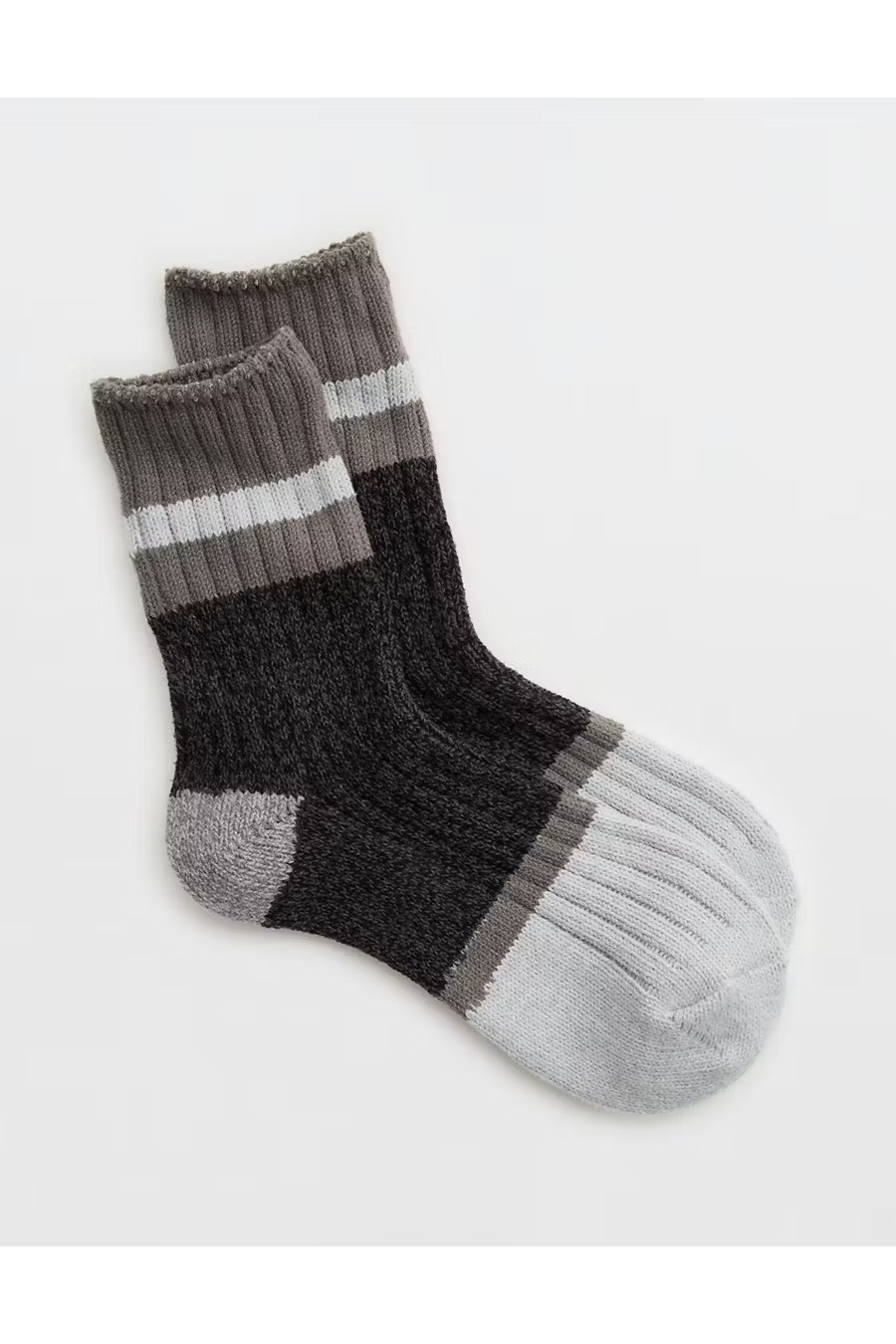 Aerie Colorblock Marled Crew Socks Women's Shell Gray One Size | Aerie