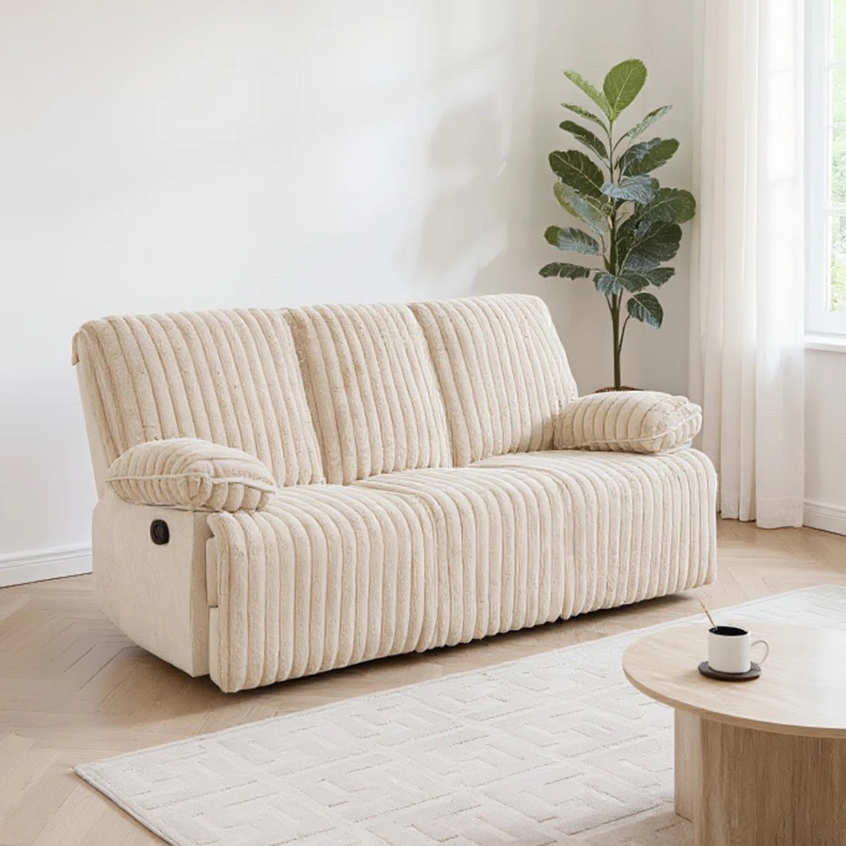 Obsessed with this cozy, cloud-like sofa. The ribbed corduroy texture and soft neutral tone make it feel warm, modern, and incredibly inviting. Perfect for everyday lounging, movie nights, or styling a calm, minimalist living room. Deep seats, plush cushions, and a statement look that still feels timeless.
#neutralsofa #cozylivingroom #modernhome #boucleinspired
