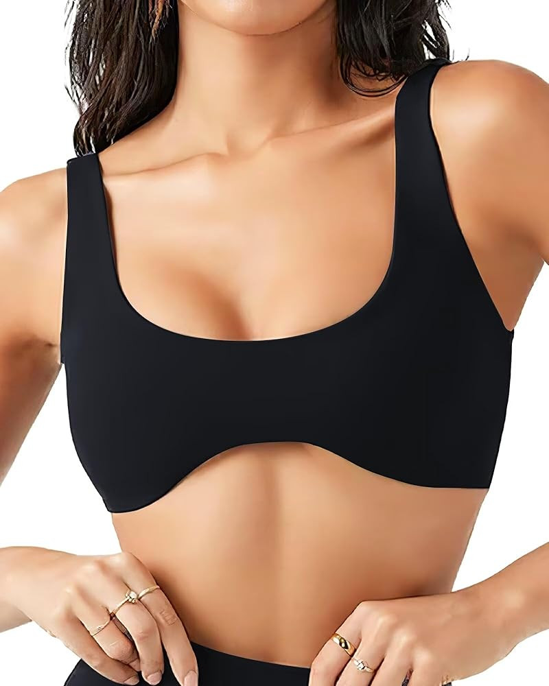 QUOJIZY Sexy Sports Bras for Women Medium Support Push up Workout Top with Built in Bra U Back Sc... | Amazon (US)