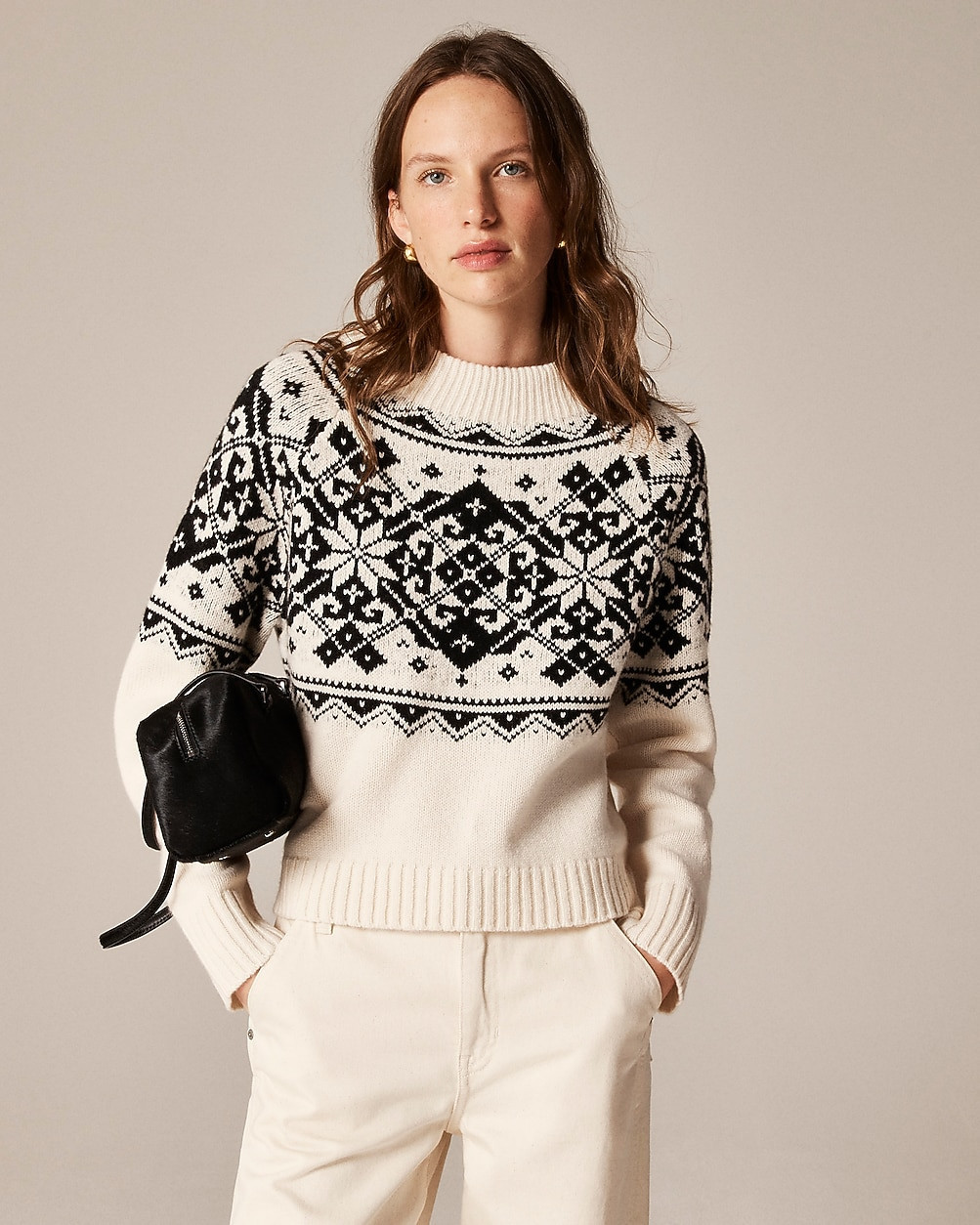 Fair Isle snowflake mockneck sweater in vintage wool | J. Crew US