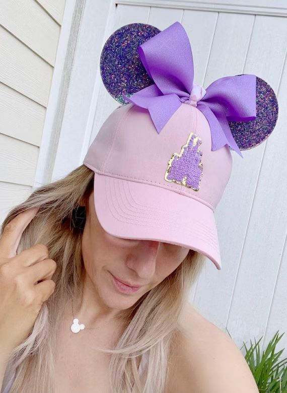 Womens Pink & Purple Mickey Ear Baseball Hat  SCL Dupe - Etsy | Etsy (US)