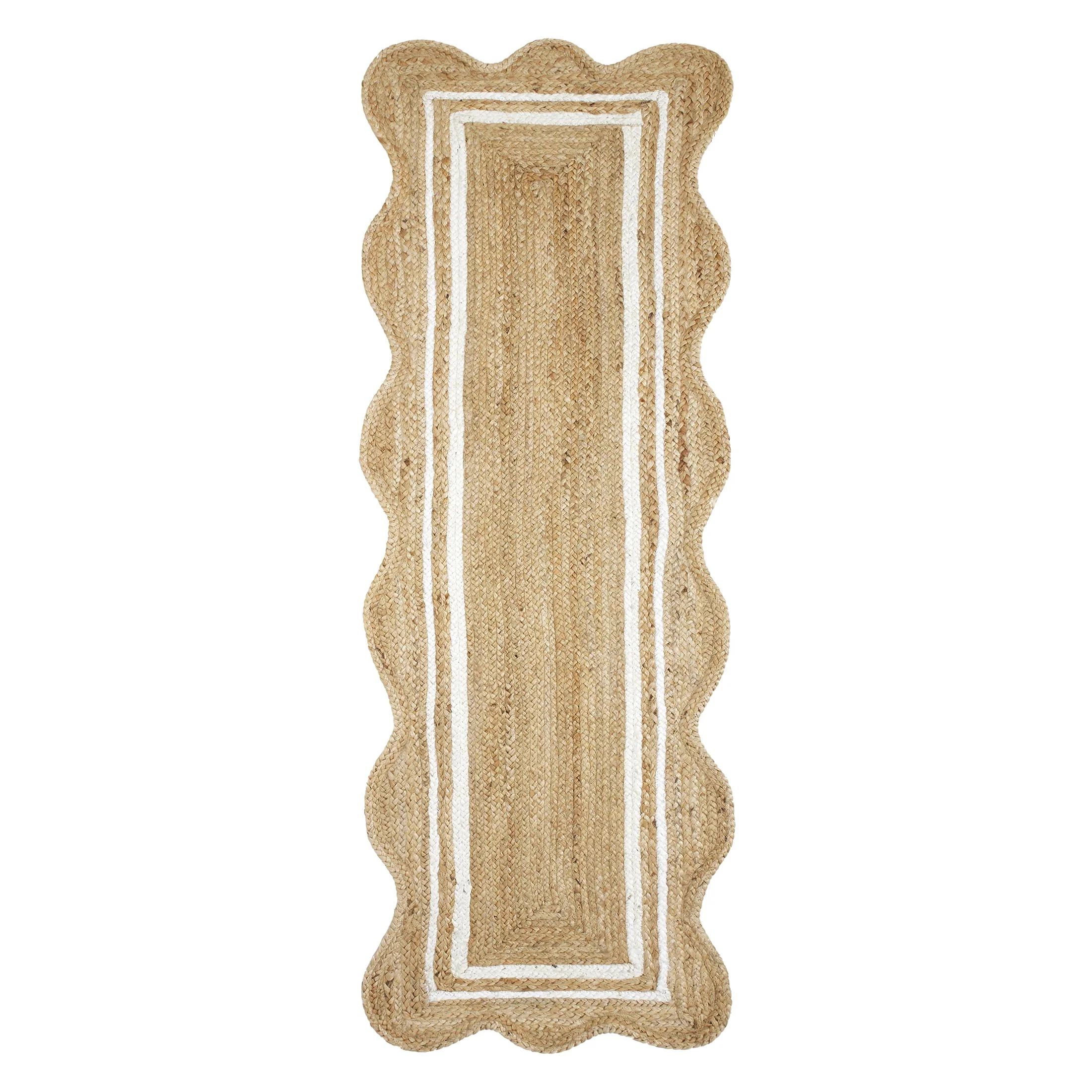 My Texas House Natural/White Scallop Jute with Border Rug Runner, 2' x 7' | Walmart (US)