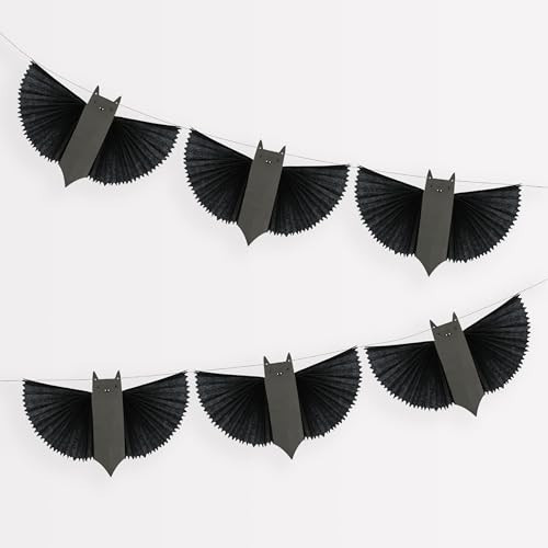 Meri Meri Black Bats Halloween Garland, 10' Strand Banner, Tissue Paper Reusable Party Decorations (Pack of 1) | Amazon (US)