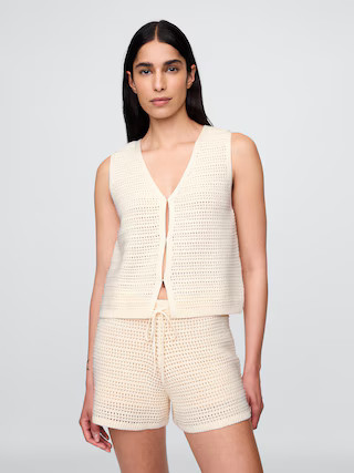 100% Cotton Crochet Hook-Front Vest | Gap (US)