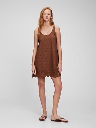 Eyelet Scalloped Mini Dress | Gap (CA)