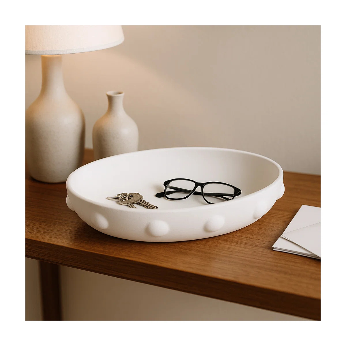 Round Textured Decorative Bowl with Raised Dot Accents - Modern Terracotta Accent Bowl for Home D... | Wayfair North America