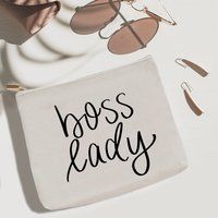 Boss Lady Canvas Makeup Bag | Positive Inspiration, Toiletry Bag, Organizer, Pencil Pouch, Desk Acce | Etsy (US)