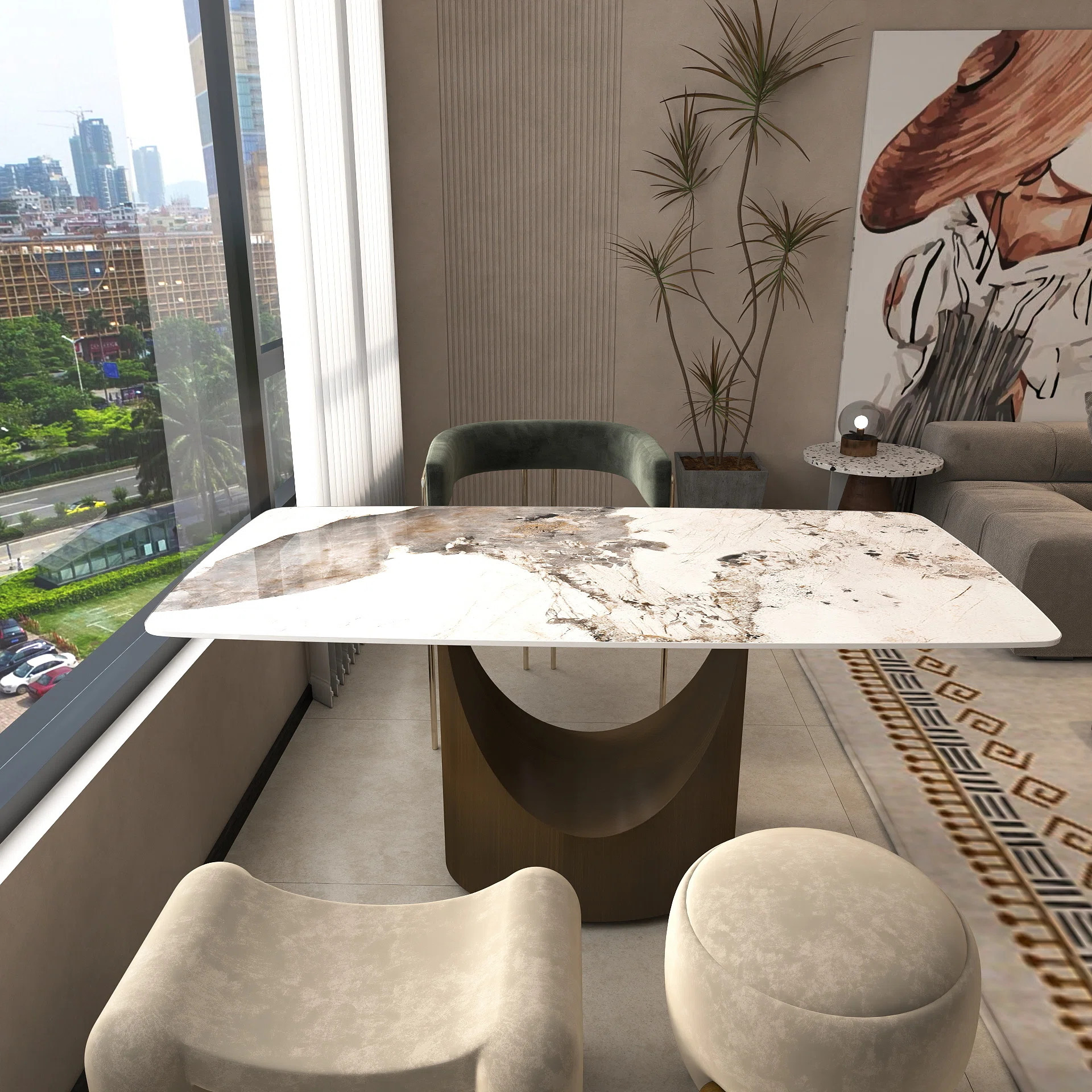 Aliyas 63" & 70.87" Stone Pedestal Dining Table | Wayfair North America