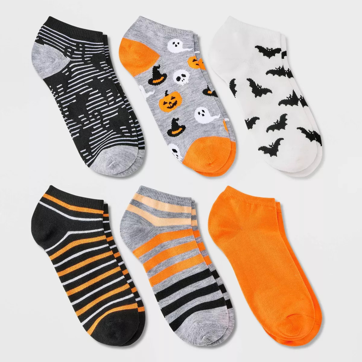 Women's Halloween Icons 6pk Low Cut Socks - Hyde & EEK! Boutique™ Heather Gray/Orange/Black 4-1... | Target