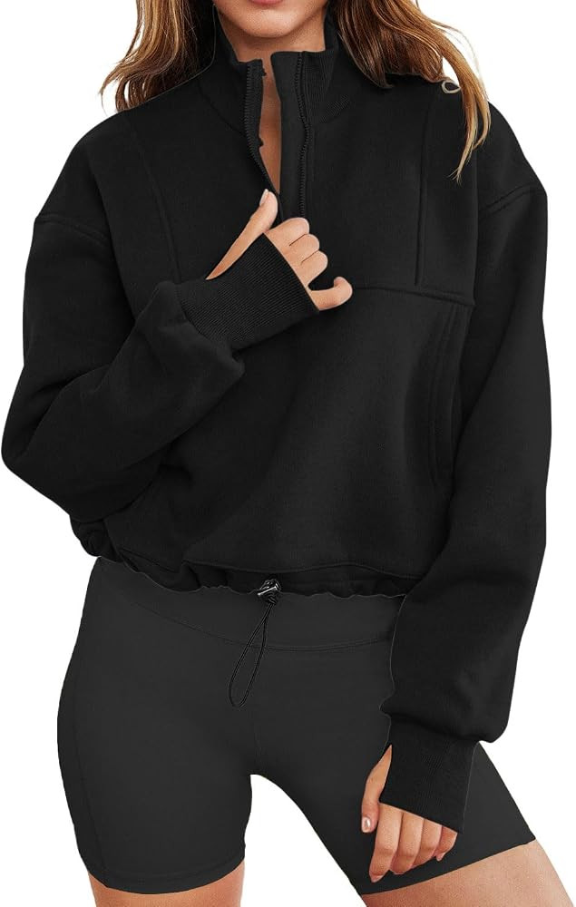 LEEDYA Women Long Sleeve Half Zip Sweatshirts Fall Trendy Casual Sweater | Amazon (US)