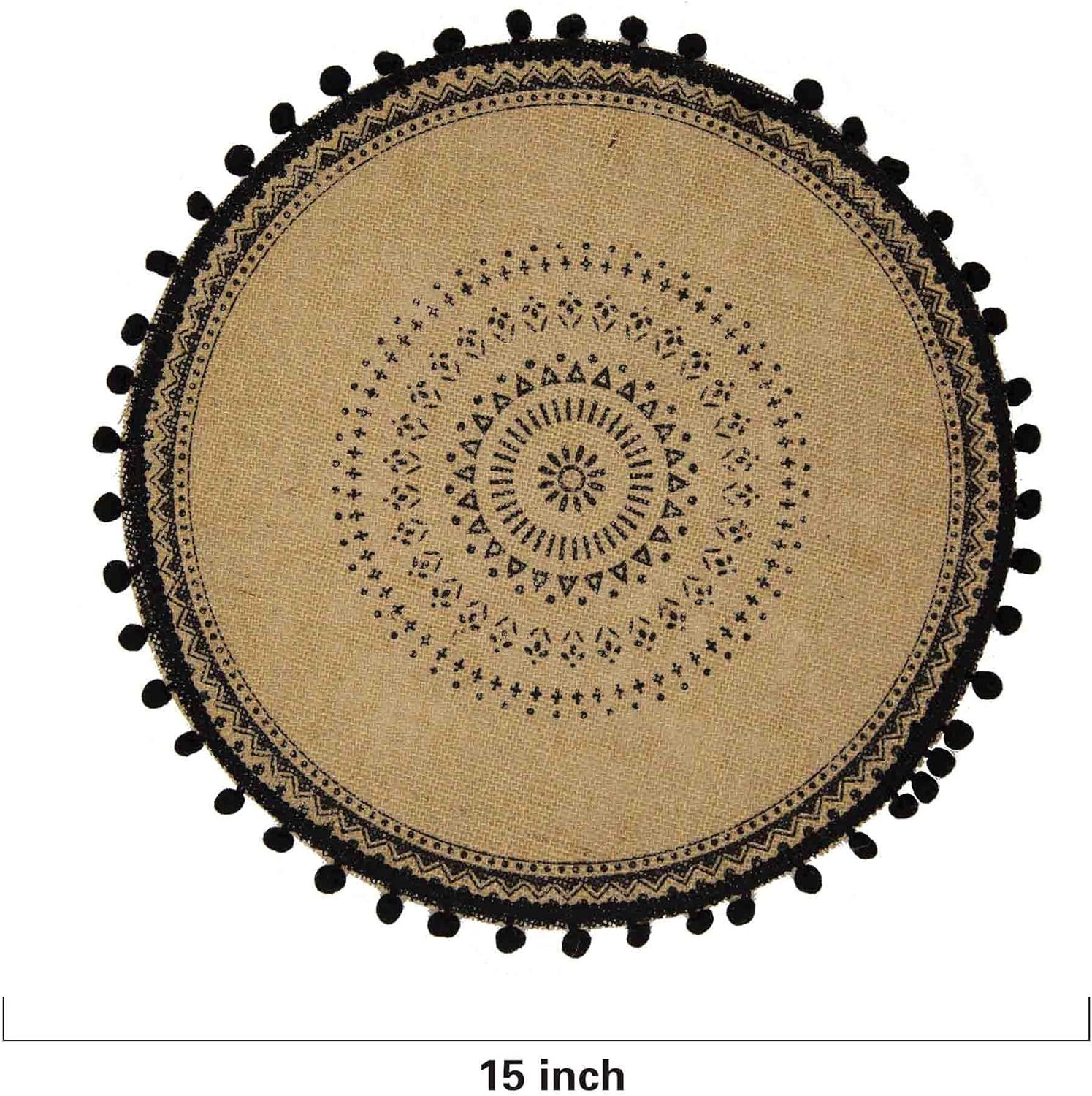 CAPASIN Boho Round Placemats Set of 4 Black Dining Modern Dinner Braided Beige Table and Fall Cir... | Amazon (US)