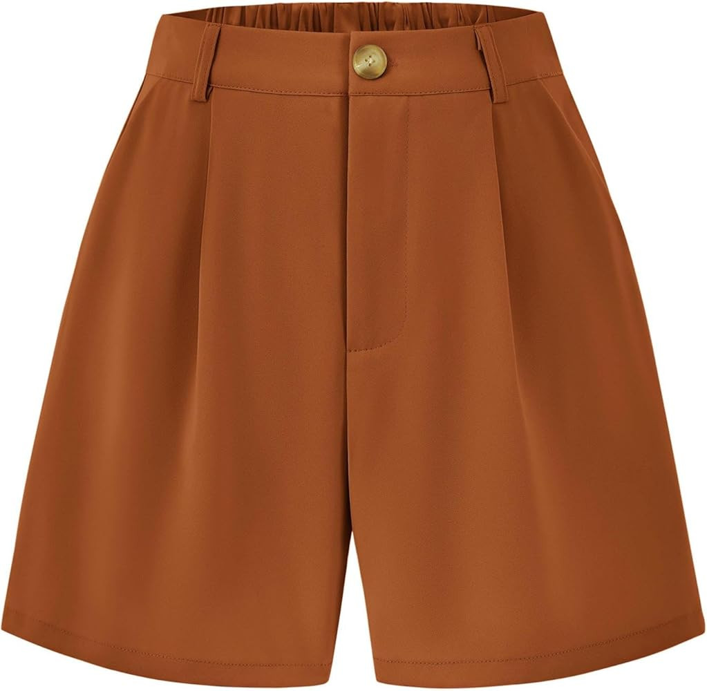 KIRUNDO Shorts for Women Dressy Casual Summer Elastic Waist in The Back Pleated Wide Leg Tailored... | Amazon (US)