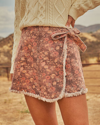 Briar Bloom Cotton Floral Wrap Tie Mini Skirt Pink Multi / XS | VICI