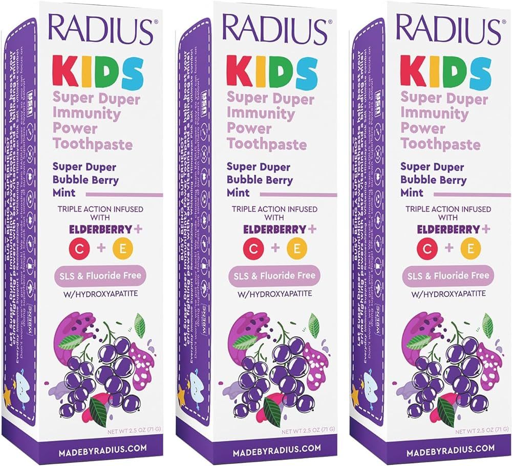 RADIUS Kids Super Duper Immunity Power Toothpaste 2.5 Oz - Super Duper Bubble Berry Mint - Pack o... | Amazon (US)