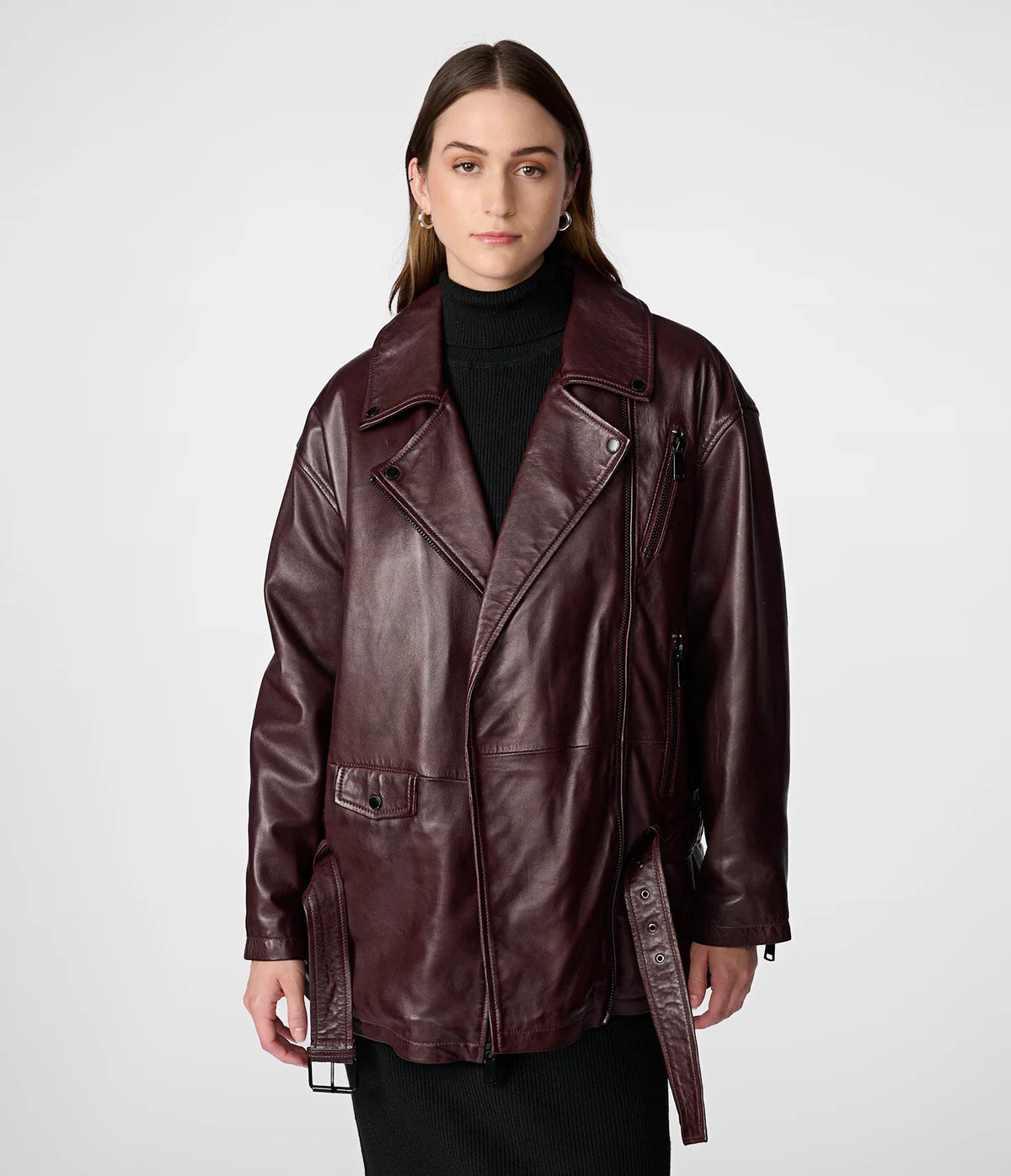 Kim Oversized Leather Moto Jacket | Wilsons Leather