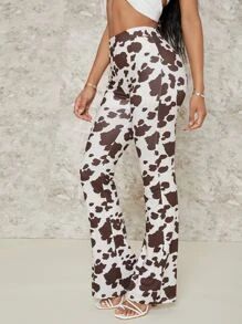 SHEIN Cow Print High Waisted Flare Leg Pants
   SKU: swpants07210308378      
          (1933 Rev... | SHEIN