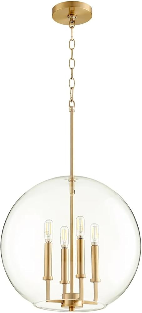 Quorum 873-4-80 Transitional Four Light Pendant in Brass - Antique Finish, | Amazon (US)
