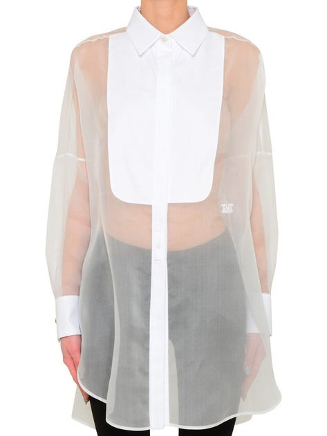 WHITE SILK ORGANZA SCIRE SHIRT | Baltini