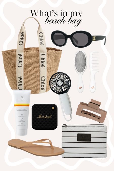 What’s in my beach bag!
Chloe tote, Celine sunglasses, T3 brush, portable fan, sunscreen, speaker, waterproof pouch, TKEES sandals 

#LTKSeasonal #LTKitbag #LTKswim