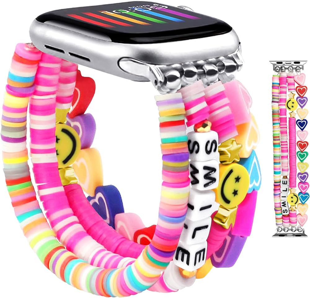 JR.DM Beaded Bracelet Compatible with Apple Watch 40mm 38mm 41mm 42mm for Women, Cute Fashion Pre... | Amazon (US)