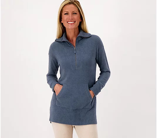 Barefoot Dreams CozyChic Lite Half Zip Tunic - QVC.com | QVC