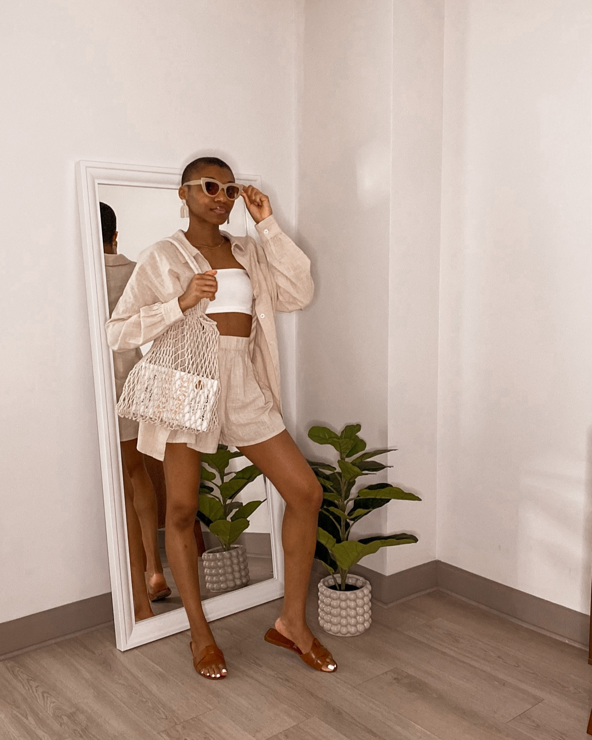 Linen set with shorts, long sleeve shirt and Skims bandeau with straw bag and neutral accessories.

summer styles, summer outfits, holiday outfits, vacation packing 

#LTKstyletip #LTKunder100 #LTKtravel