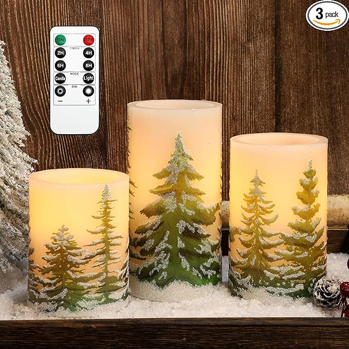 MELTONE Christmas Tree Flameless Candles with Remote Real Wax Flickering Battery Operated Candles... | Amazon (US)