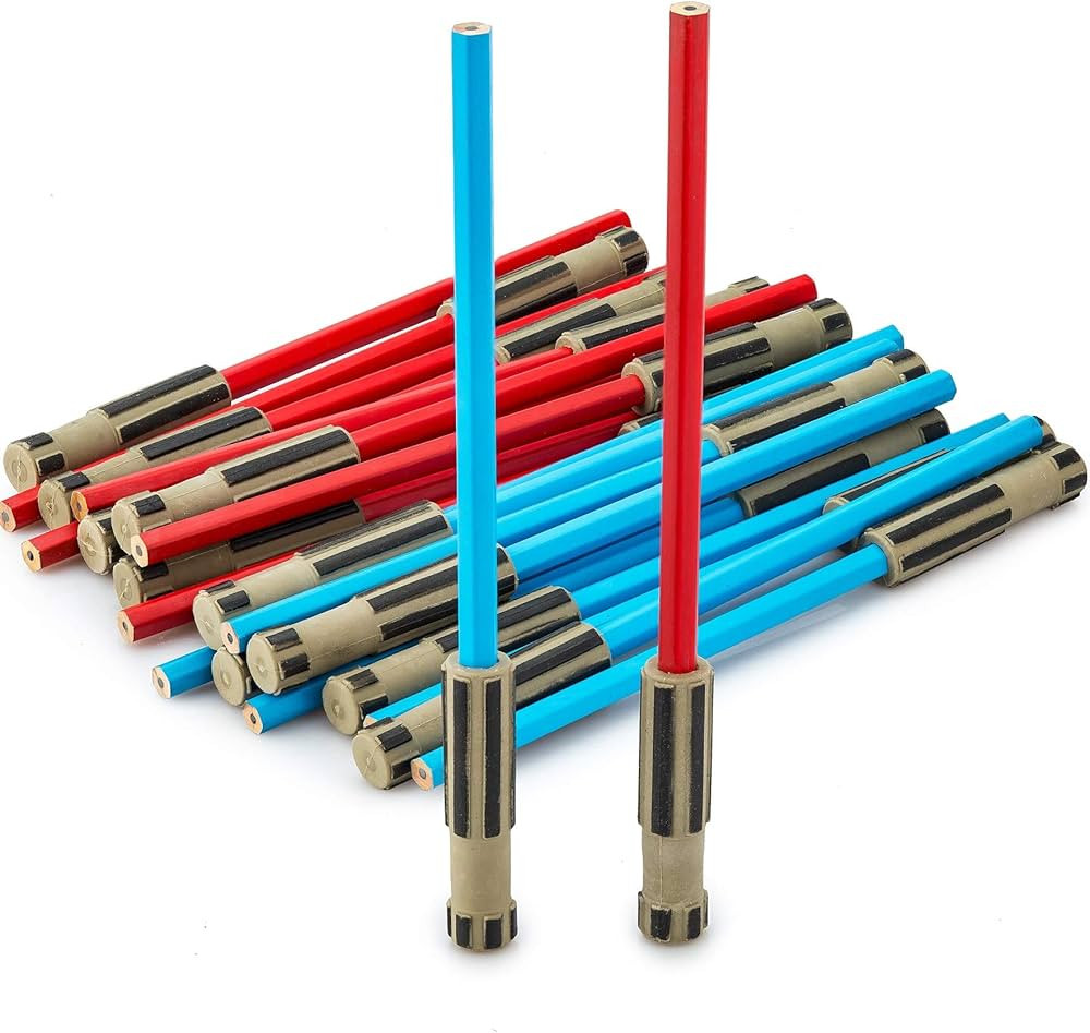Light Saber Pencils Party Favors, Set for Kids 24 pack of Red and Blue Pencils with 3D Top Gifts ... | Amazon (US)