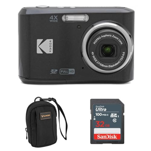 Kodak PIXPRO FZ45 Friendly Zoom 16MP Full HD Digital Camera, Black, Bundle with 32GB Memory Card and Camera Bag | Amazon (US)
