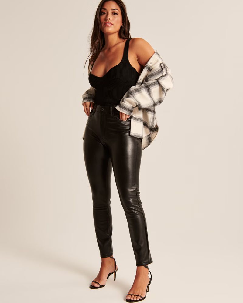Women's Curve Love Vegan Leather Skinny Pants | Women's New Arrivals | Abercrombie.com | Abercrombie & Fitch (US)
